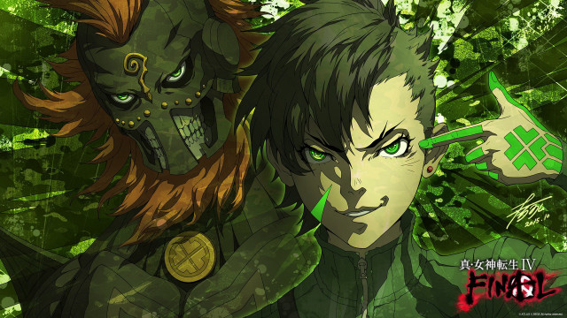 Anime characters green background leaves free wallpaper - medium preview image