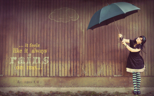 Woman umbrella graffiti wall writing #2 free wallpaper - medium preview image