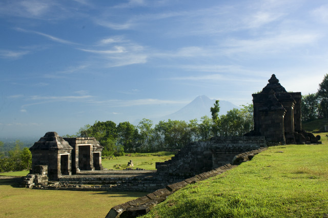Stone structure green field mountains free wallpaper - medium preview image