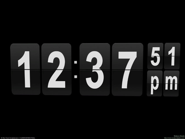 Digital clock twelve53pm black white free wallpaper - medium preview image
