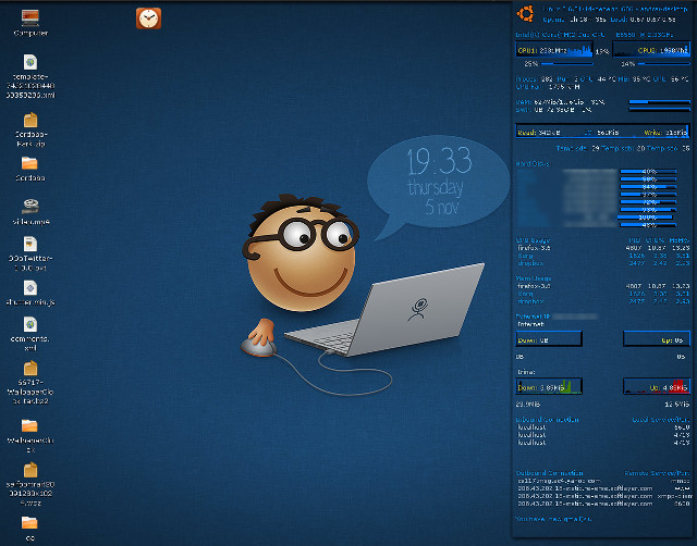 Cartoon character laptop blue background free wallpaper - medium preview image