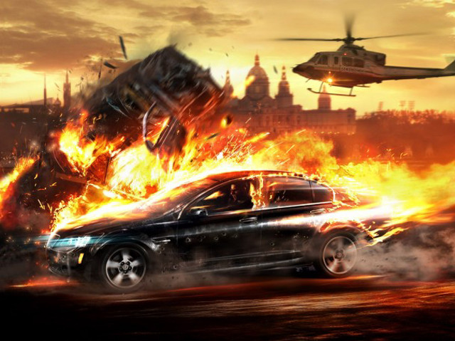 Fire helicopter car destruction autumn free wallpaper - medium preview image