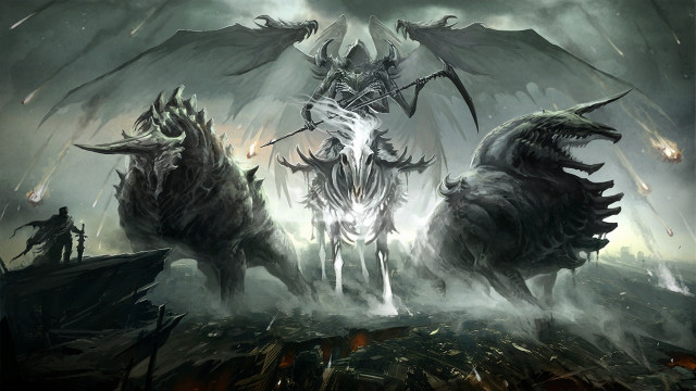 Demonic creatures dark forest man free wallpaper - medium preview image