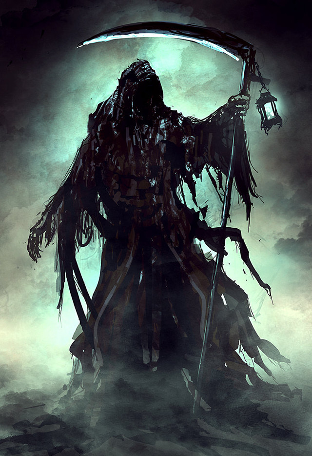 Man with a scythe holding free wallpaper - medium preview image