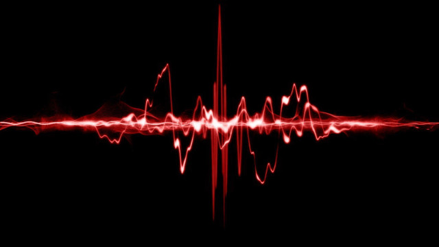 Red sound wave hologram glowing free wallpaper - medium preview image