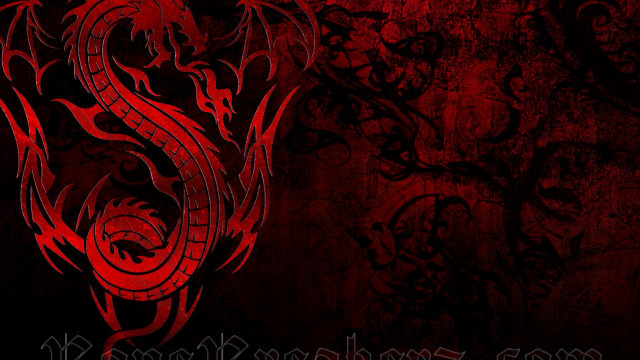 Red dragon black background left free wallpaper - medium preview image
