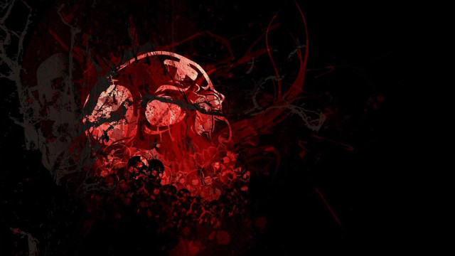 Red skull black background blood free wallpaper - medium preview image
