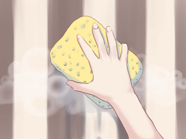 Hand holding sponge window sill free wallpaper - medium preview image