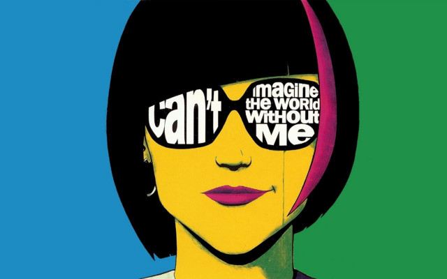 Woman sunglasses hat typographic popart free wallpaper - medium preview image
