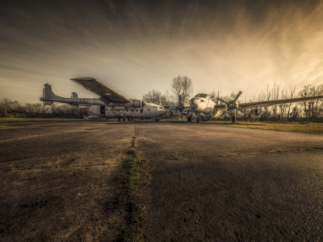 Large airplane airport runway forest free wallpaper - medium preview image