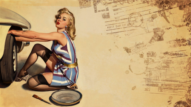 Woman sitting car music notes free wallpaper - medium preview image