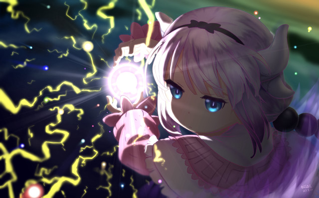 Girl purple hair holding light free wallpaper - medium preview image