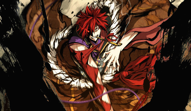 Anime red hair sword character #2 free wallpaper - medium preview image