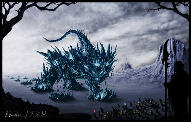 Giant blue dragon mountain sky free wallpaper - medium preview image