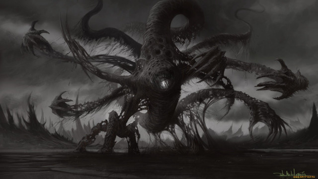 Giant monster tentacles man dark free wallpaper - medium preview image