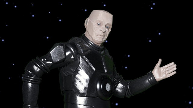 Man black suit helmet hand free wallpaper - medium preview image
