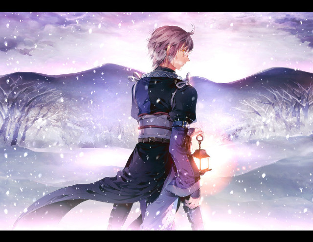 Man snow lantern mountain background free wallpaper - medium preview image