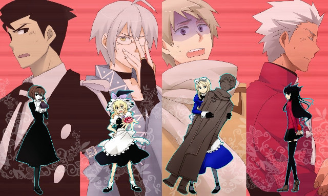 Anime characters group pink background #10 free wallpaper - medium preview image