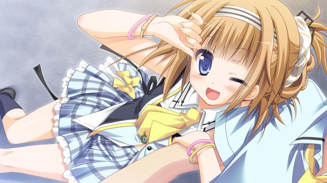 Girl ponytail blue eyes posing free wallpaper - medium preview image