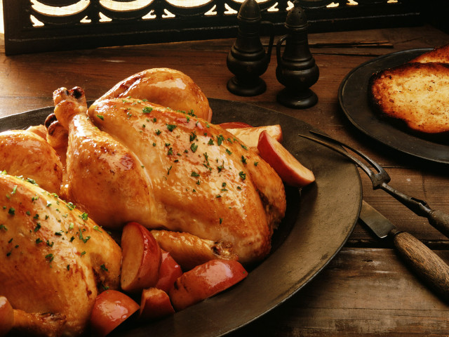 Turkey potatoes plate fork knife free wallpaper - medium preview image