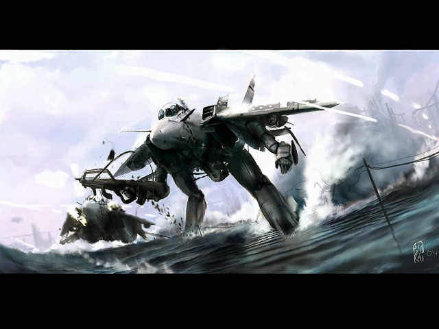 Robot attack ship ocean helicopter #2 free wallpaper - medium preview image
