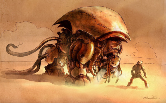 Giant creature man desert walking free wallpaper - medium preview image