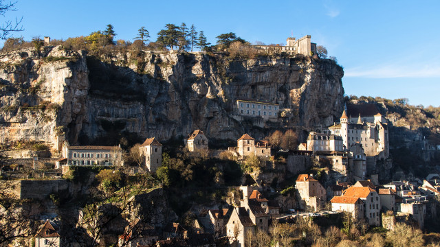 Village cliff mountain blue sky free wallpaper - medium preview image