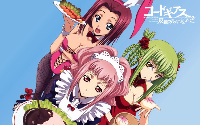 Anime girls pink hair green free wallpaper - medium preview image