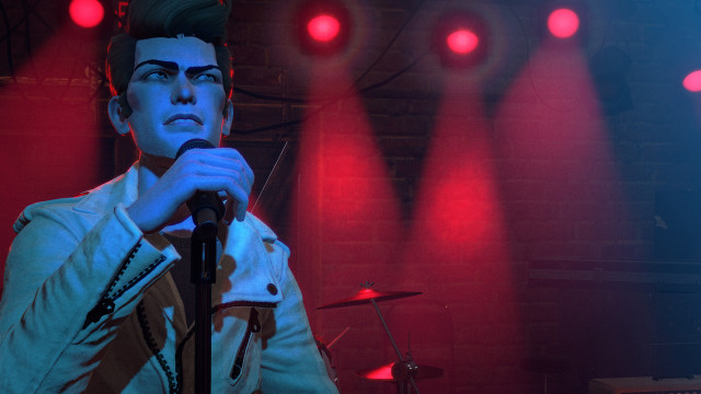 Man microphone red lights brick free wallpaper - medium preview image