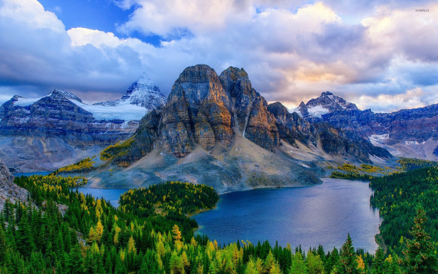 Mountain lake trees background clouds #2 free wallpaper - medium preview image