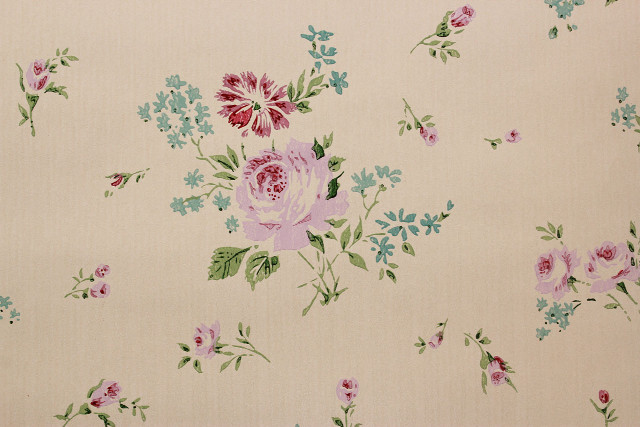 Floral pink blue green cream free wallpaper - medium preview image