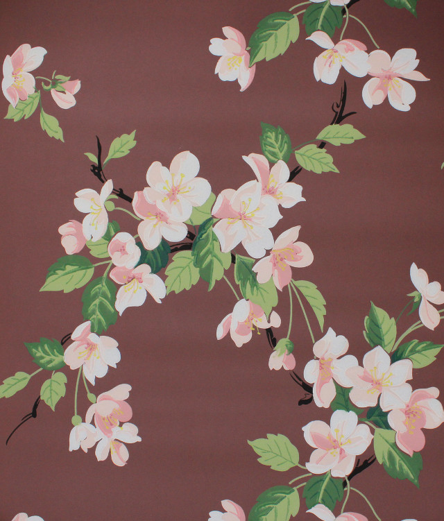 Brown white flower pattern green free wallpaper - medium preview image