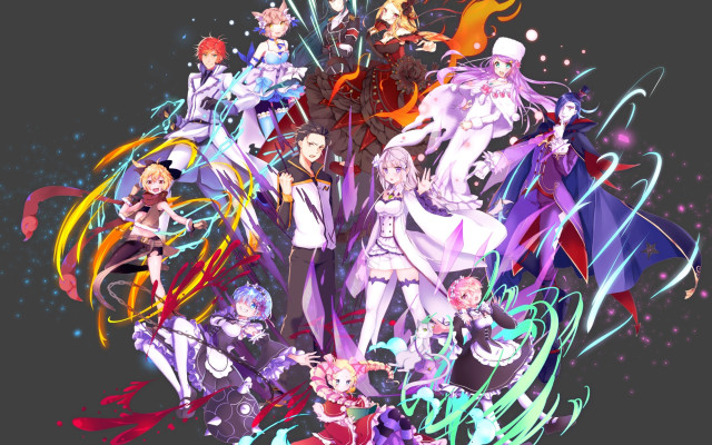 Anime colorful lines black background free wallpaper - medium preview image