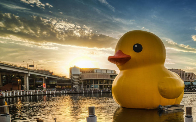 Large rubber ducky lake pier #2 free wallpaper - medium preview image