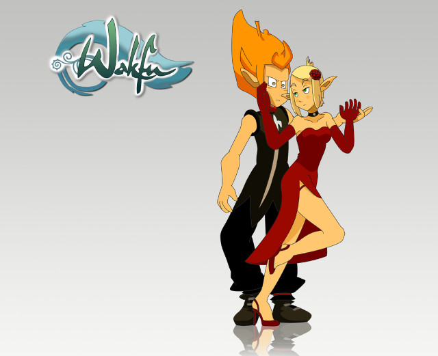 Cartoon dancing couple reddress blonde free wallpaper - medium preview image