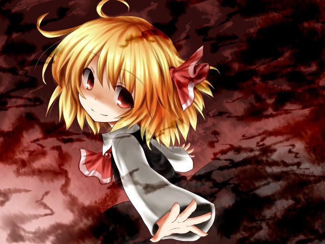 Anime girl blonde bowtie blood free wallpaper - medium preview image