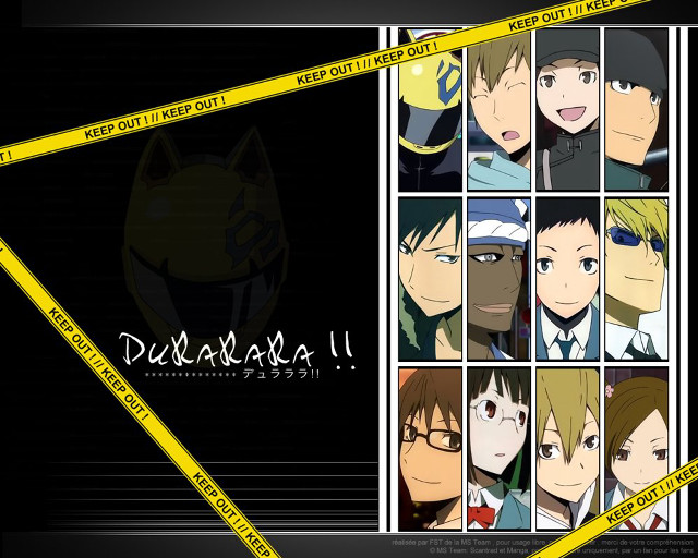 Anime grid caution yellow tape free wallpaper - medium preview image