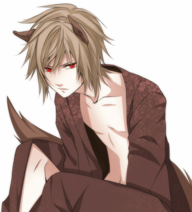 Man red eyes sitting hands free wallpaper - medium preview image