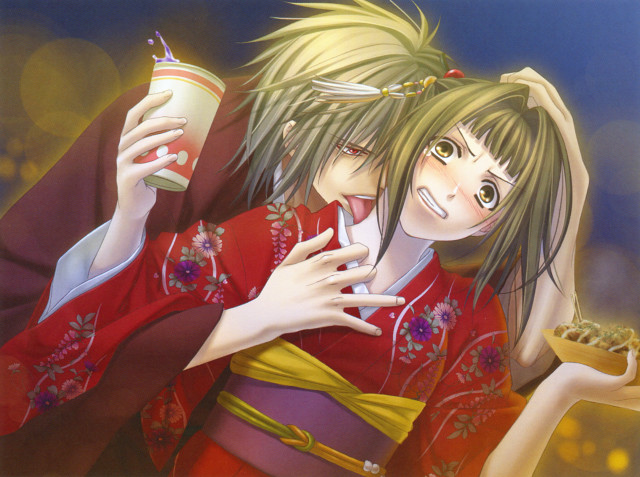 Anime couple drink donut camera free wallpaper - medium preview image