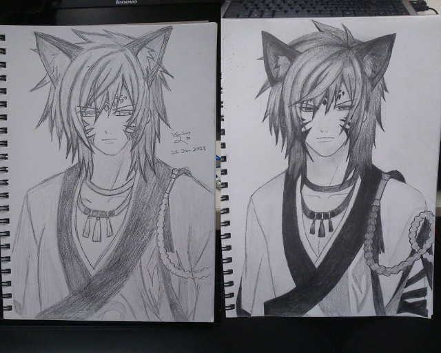Cats drawings couple head top free wallpaper - medium preview image
