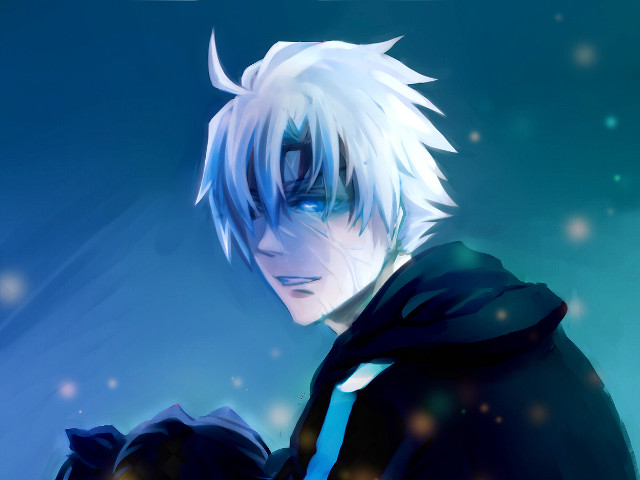 Whitehair blueeyes crying male hoodie free wallpaper - medium preview image