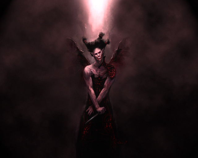 Woman sword dark room smoke free wallpaper - medium preview image