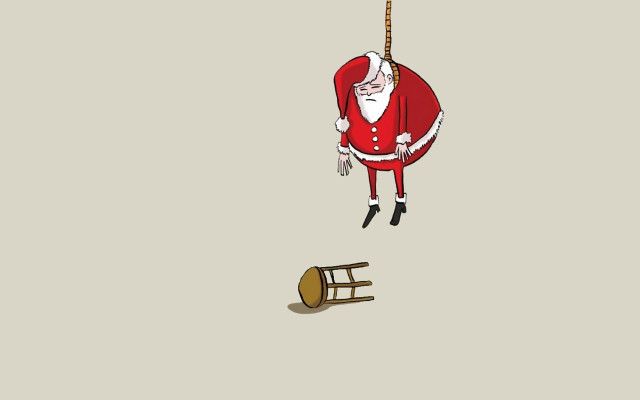 Santa claus hanging rope sled free wallpaper - medium preview image