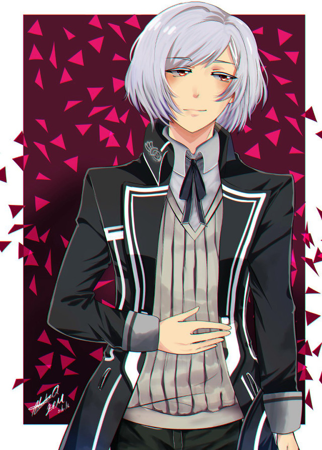 White hair black jacket pink free wallpaper - medium preview image