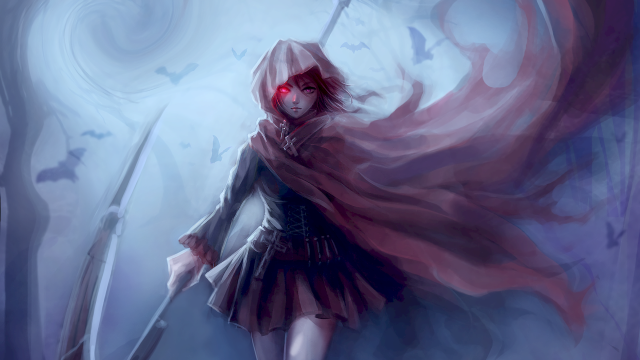 Woman red eye sword cloak free wallpaper - medium preview image