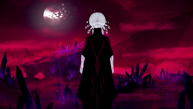 Man red sky moon background free wallpaper - medium preview image
