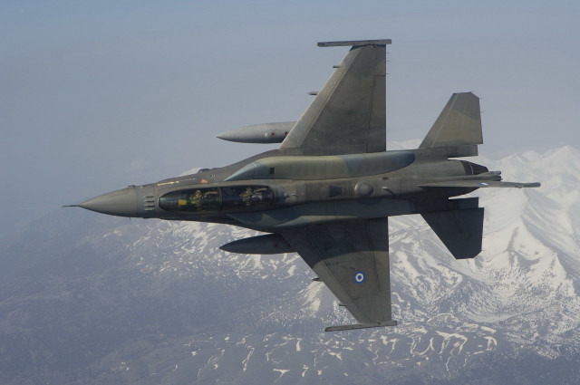Fighterjet mountainrange sky snow polarizing free wallpaper - medium preview image