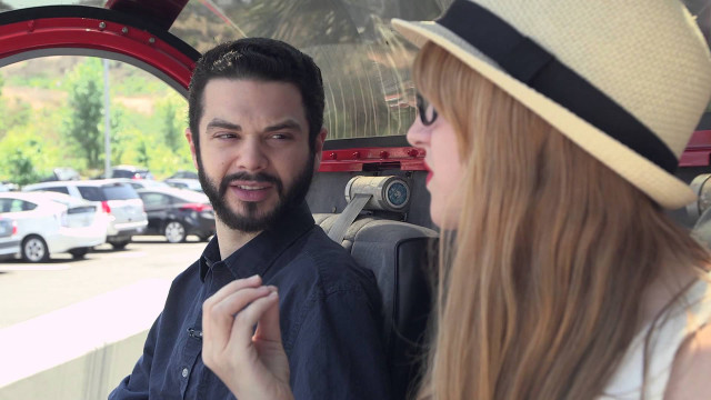Man woman car smiling together free wallpaper - medium preview image
