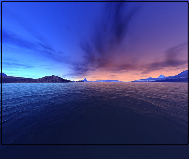 Sunset ocean mountains beautiful blue free wallpaper - medium preview image