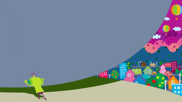Cartoon character running city green free wallpaper - medium preview image